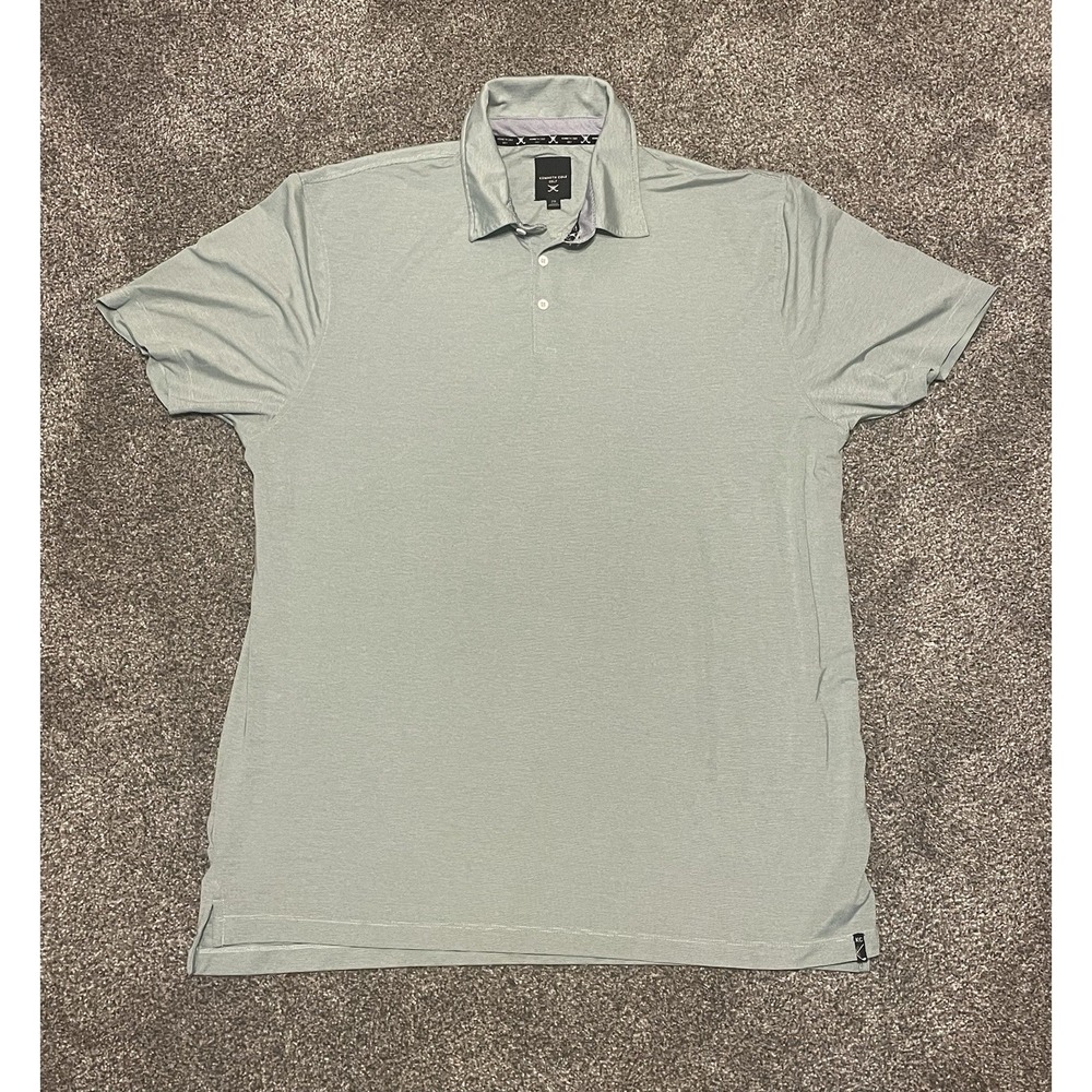 Kenneth Cole Golf Polo Men's 2XL Gray Stripes Performance Athletic‎ Athleisure